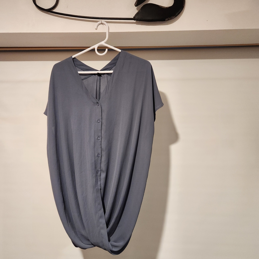 Stylish Blue Draped Blouse